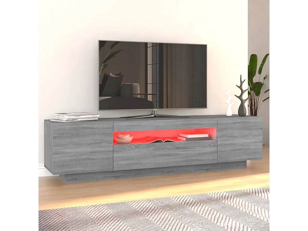 Mobile Porta TV | Armadietto TV con Luci LED Grigio Sonoma 160x35x40 cm