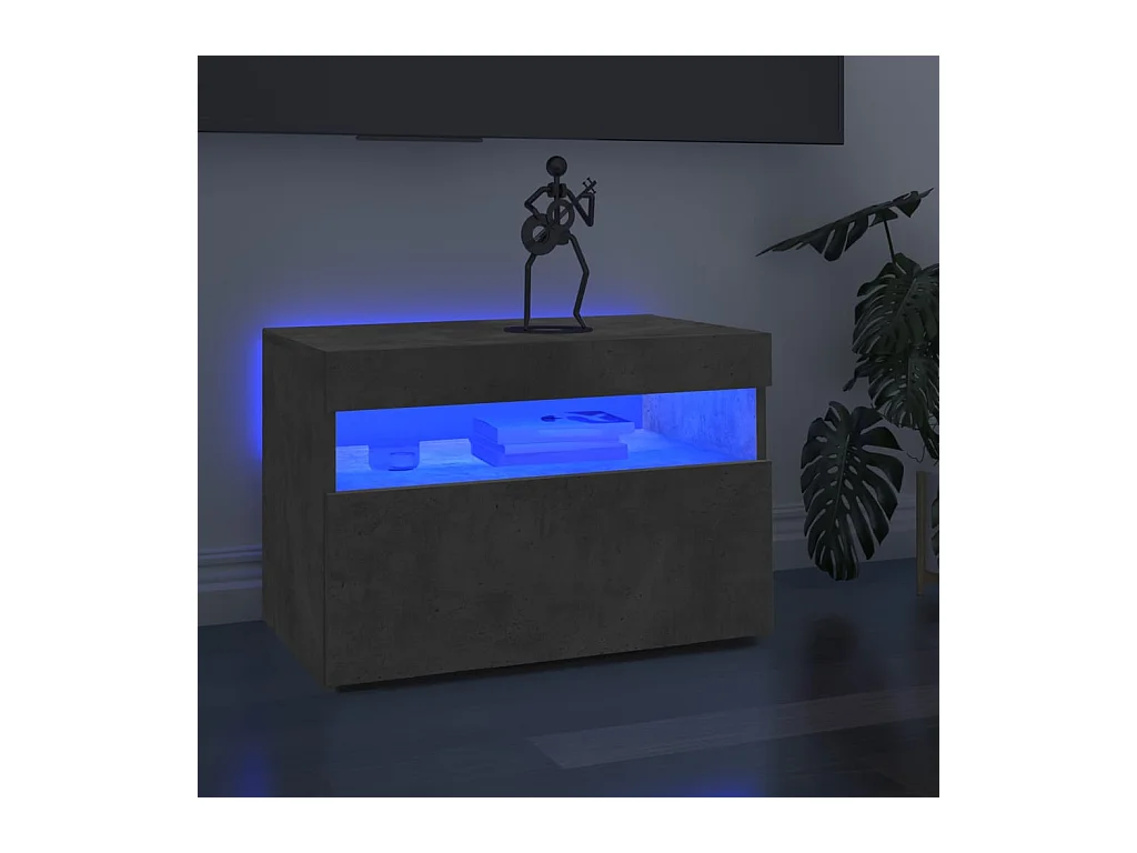Meuble TV avec lumières LED BEis béton 60x35x40 cm BE15171