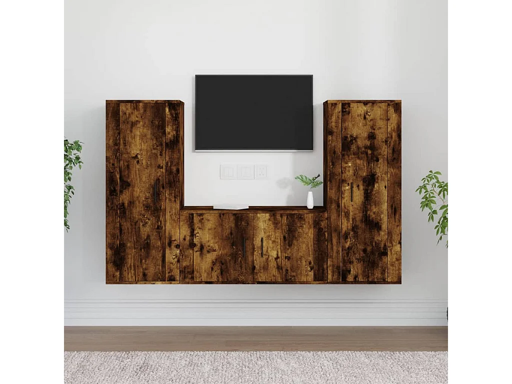 Ensemble de meubles TV 3 pcs Chêne fumé Bois d'ingénierie BE31306