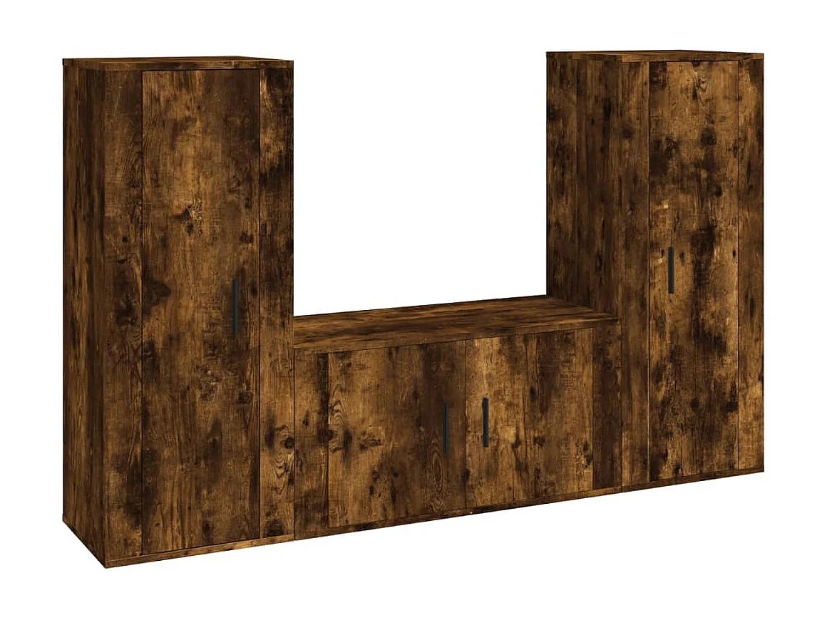 Ensemble de meubles TV 3 pcs Chêne fumé Bois d'ingénierie BE31306
