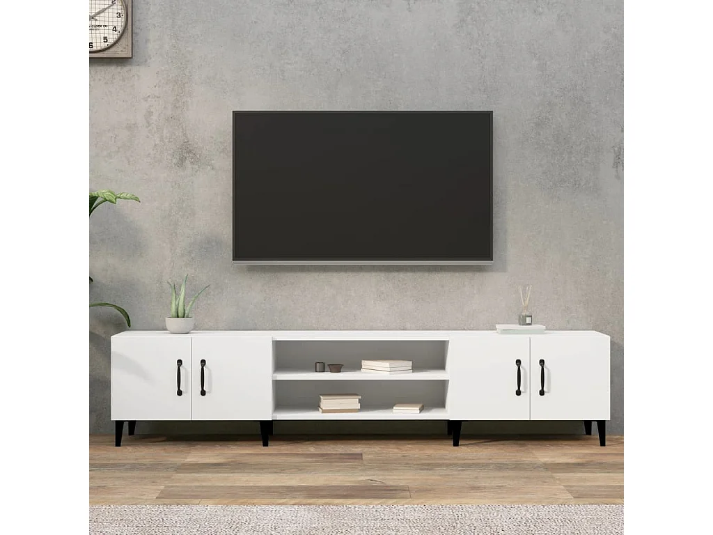 Meuble TV Blanc 180x31,5x40 cm bois d'ingénierie BE22499