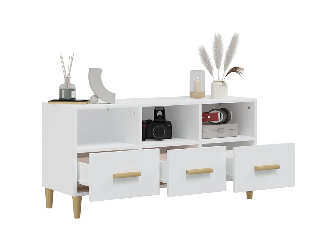 TV-Schrank,TV-Möbel Hochglanz-Weiß 102x36x50 cm Holzwerkstoff -gkd813958