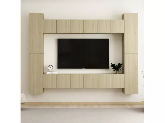 Kauf Unique 10-tlg. TV-Schrank-Set,TV-Möbel Sonoma-Eiche Holzwerkstoff -gkd974242