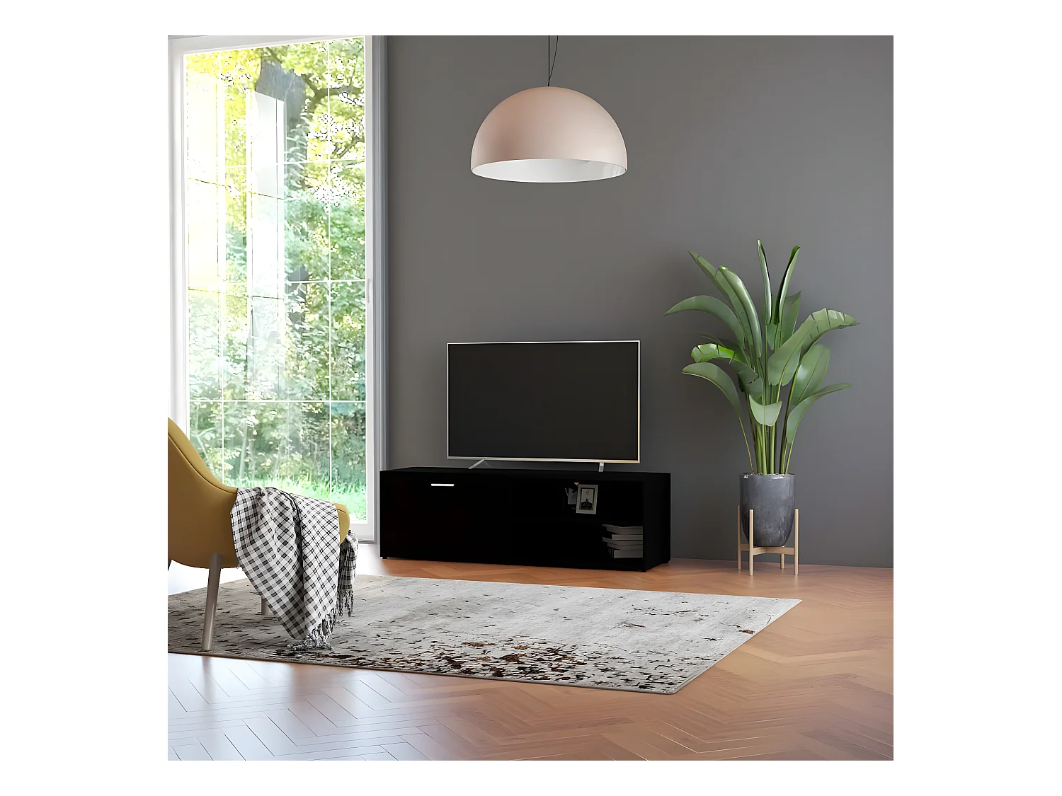 Meuble TV Noir 120x34x37 cm Aggloméré BE80861