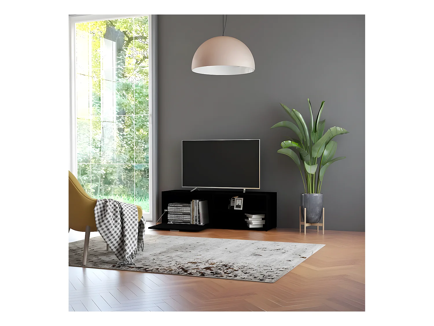 Meuble TV Noir 120x34x37 cm Aggloméré BE80861