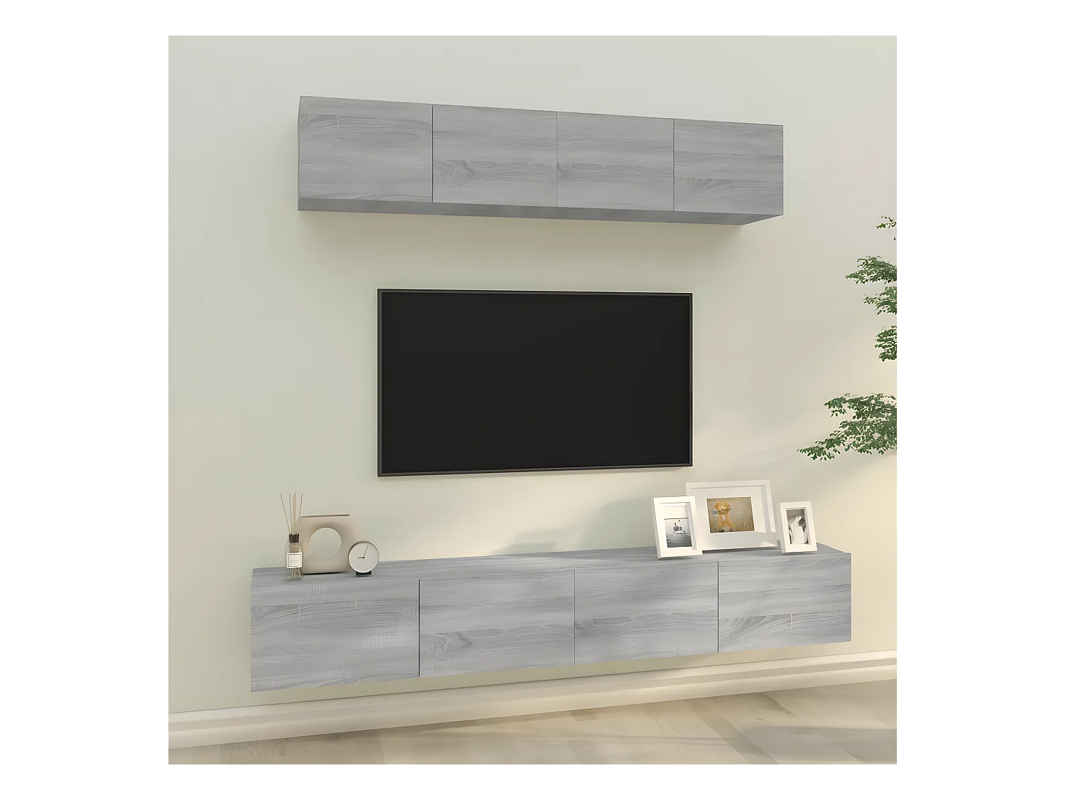Conjunto móveis de TV 4 pcs madeira processada sonoma cinza PT945755