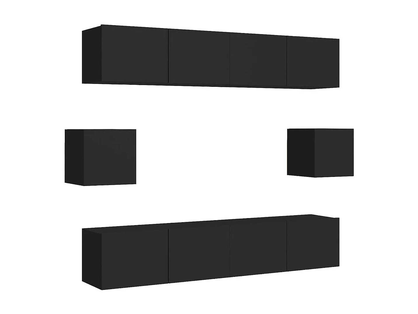 Meubles TV 6 pcs Noir Aggloméré BE39804