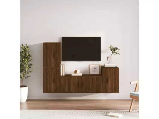 Kauf Unique 4-tlg. TV-Schrank-Set,TV-Möbel Braun Eichen-Optik Holzwerkstoff -gkd653872