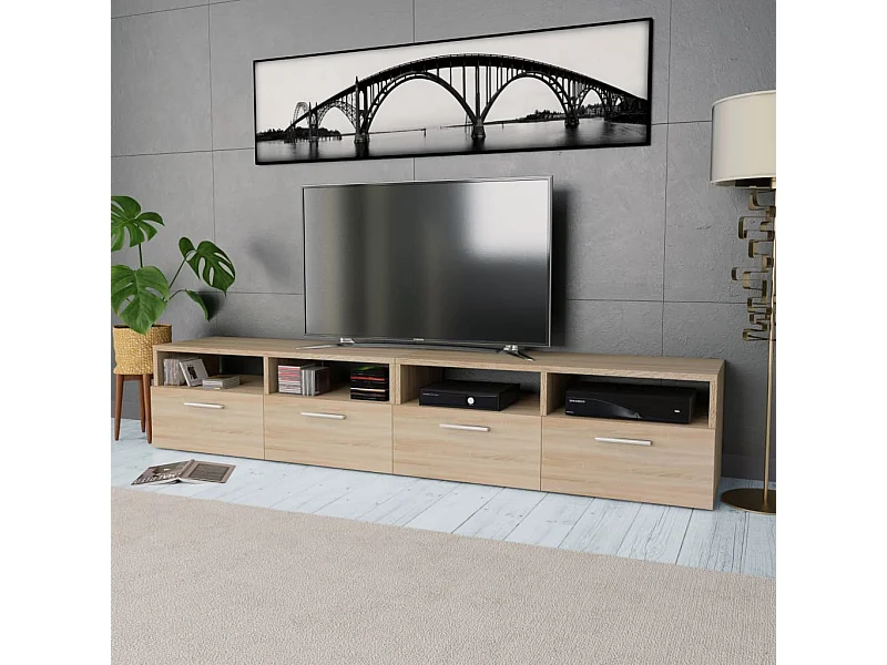 Meubles TV 2 pcs Bois d’ingénierie 95x35x36 cm Chêne BE25414