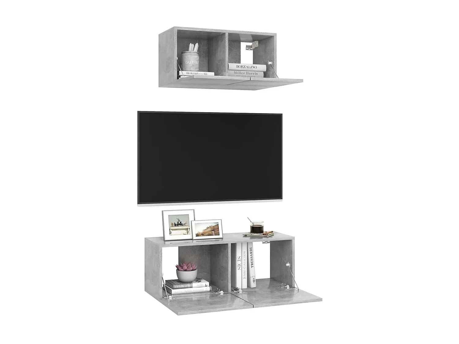 Set de Muebles para TV 2 pzas madera ingeniería gris hormigón ES12826