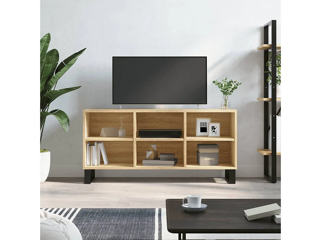 Meuble TV chêne sonoma 103,5x30x50 cm bois d'ingénierie BE24101