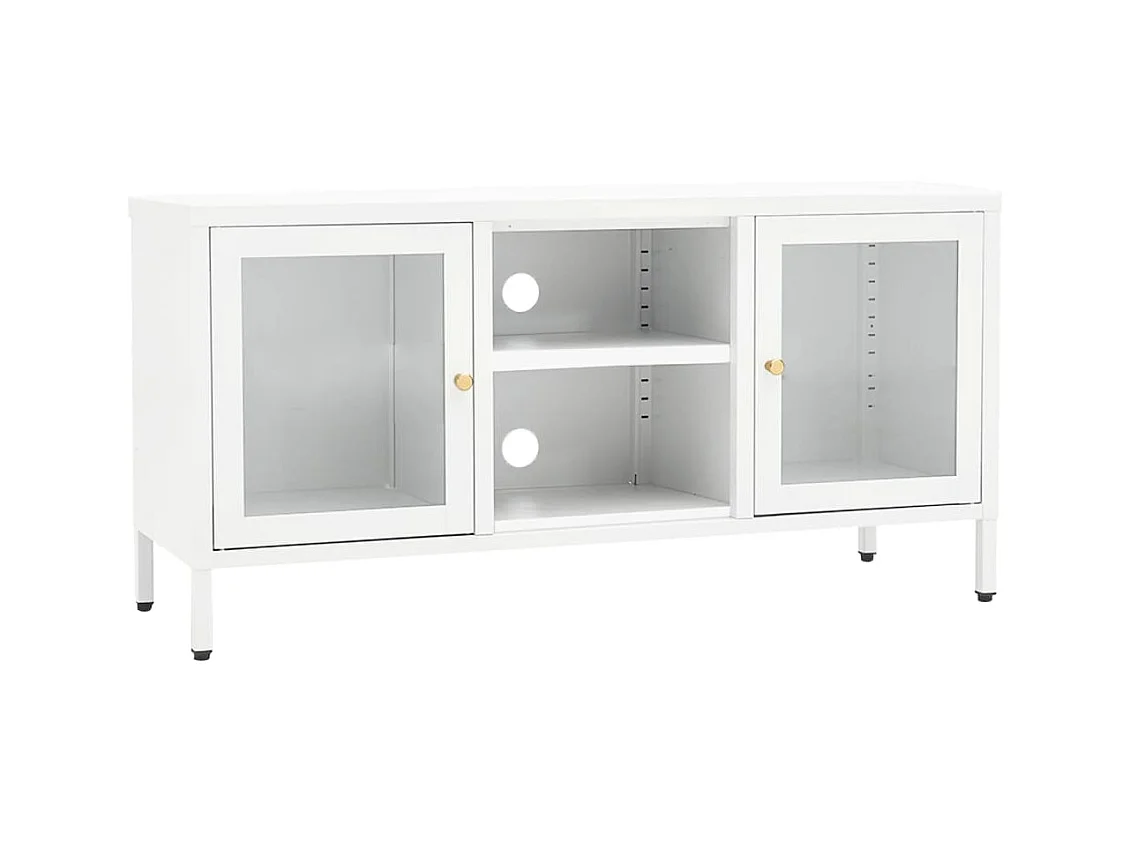 Mueble para el televisor acero y vidrio blanco 105x35x52 cm ES53381