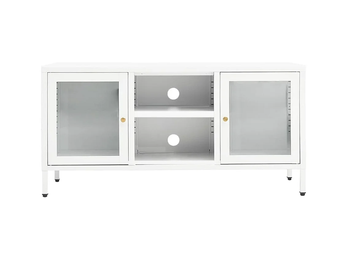 Mueble para el televisor acero y vidrio blanco 105x35x52 cm ES53381