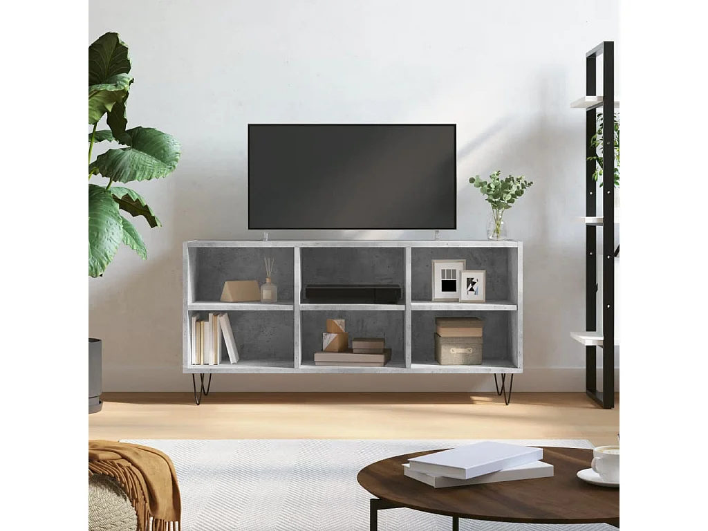 Meuble TV BEis béton 103,5x30x50 cm bois d'ingénierie BE74159