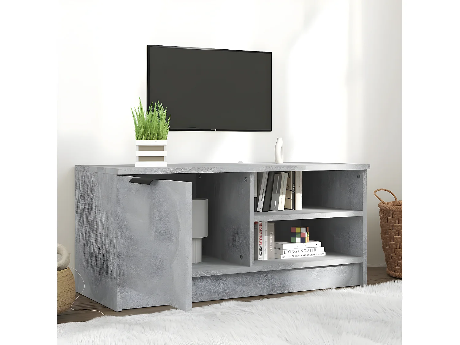 TV-Schrank,TV-Möbel Betongrau 80x35x36,5 cm Holzwerkstoff -gkd107921