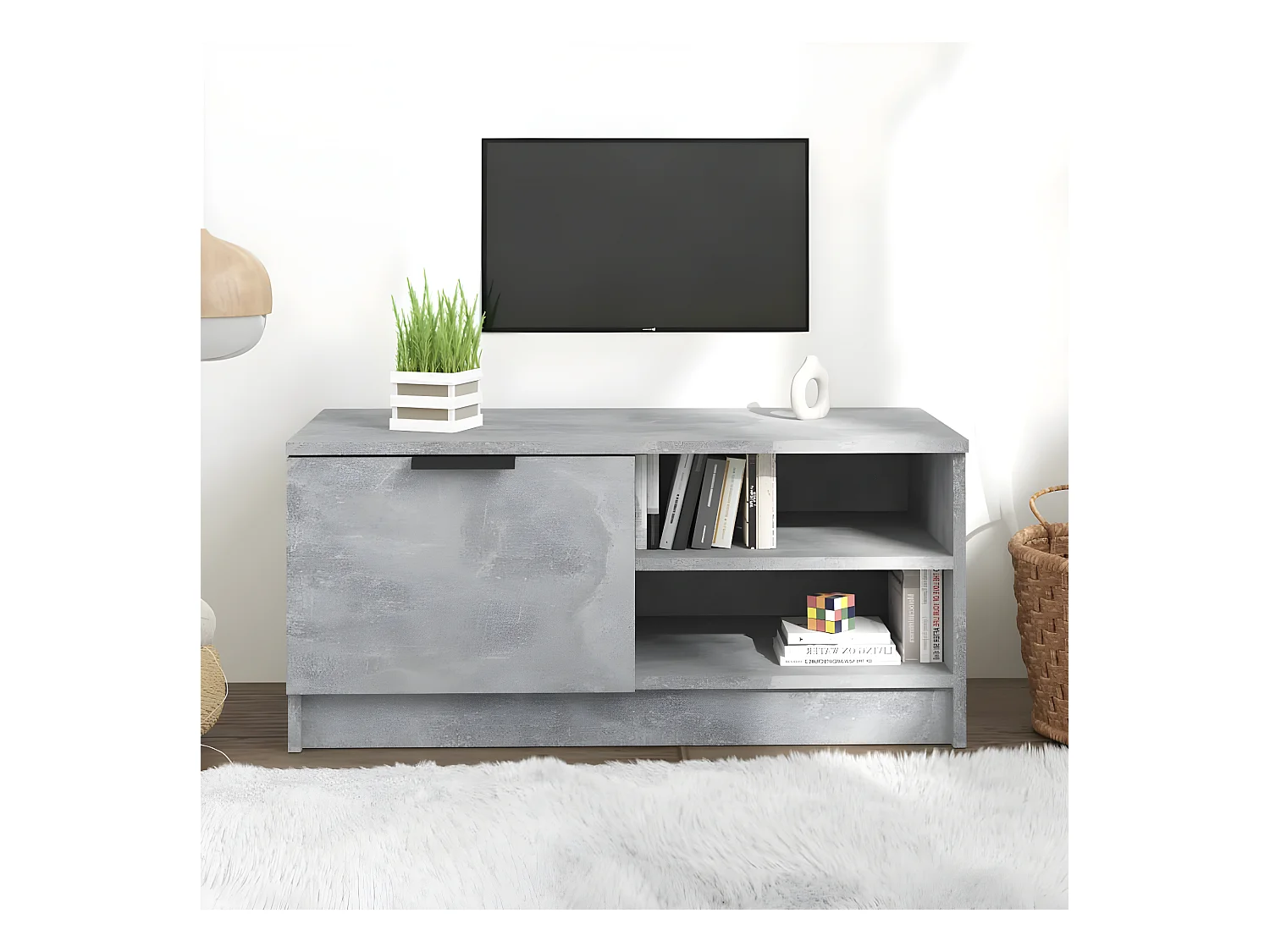 Meuble TV BEis béton 80x35x36,5 cm Bois d'ingénierie BE64241