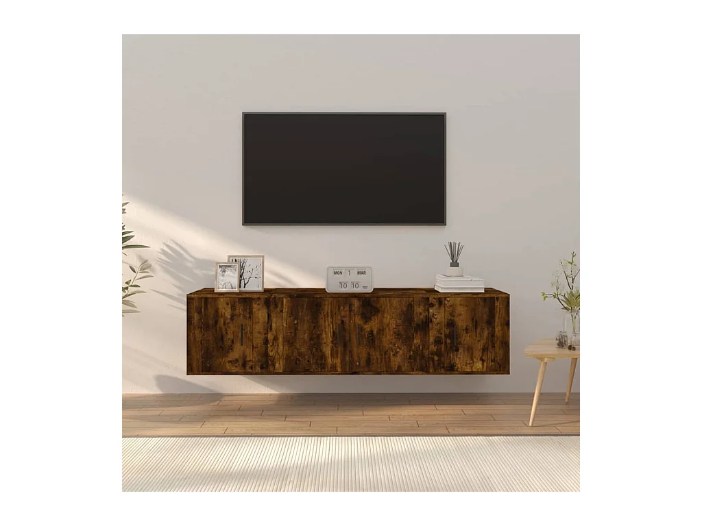 Set de muebles de TV 3 pzas madera contrachapada roble ahumado ES37936