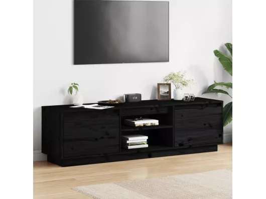 Kauf Unique TV-Schrank,TV-Möbel Schwarz 140x35x40 cm Massivholz Kiefer -gkd439871