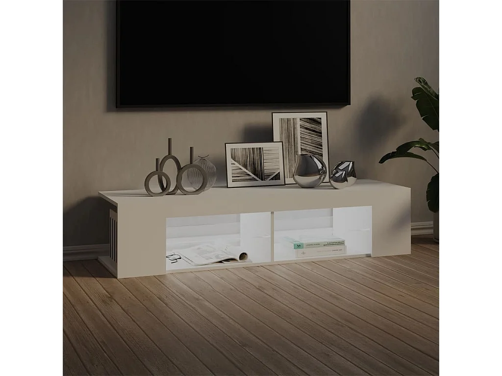 Meuble TV avec lumières LED blanc 135x39x30 cm BE64085