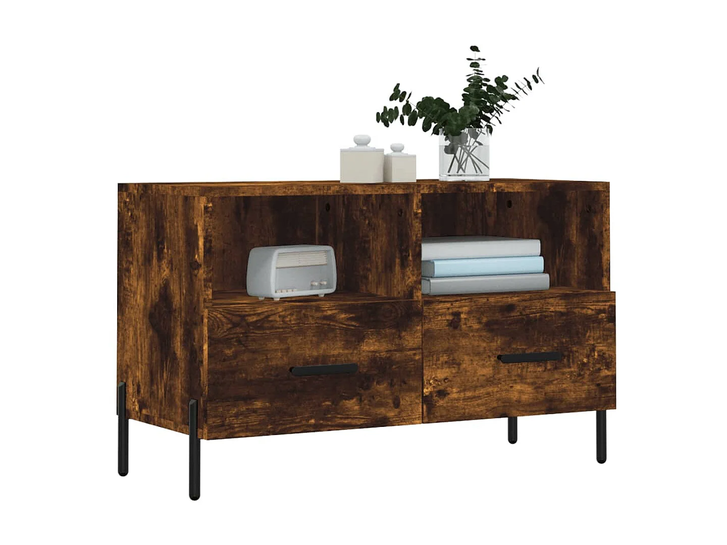 Meuble TV Chêne fumé 80x36x50 cm Bois d'ingénierie BE63679