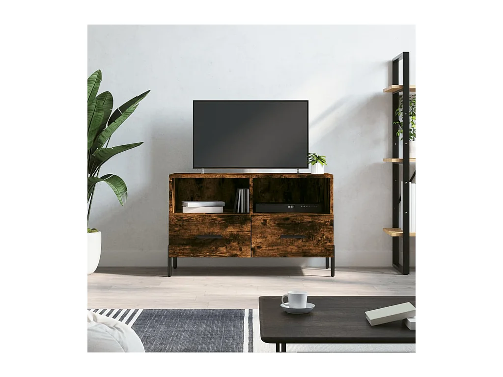 Tv-meubel 80x36x50 cm bewerkt hout gerookt eikenkleurig NL57907