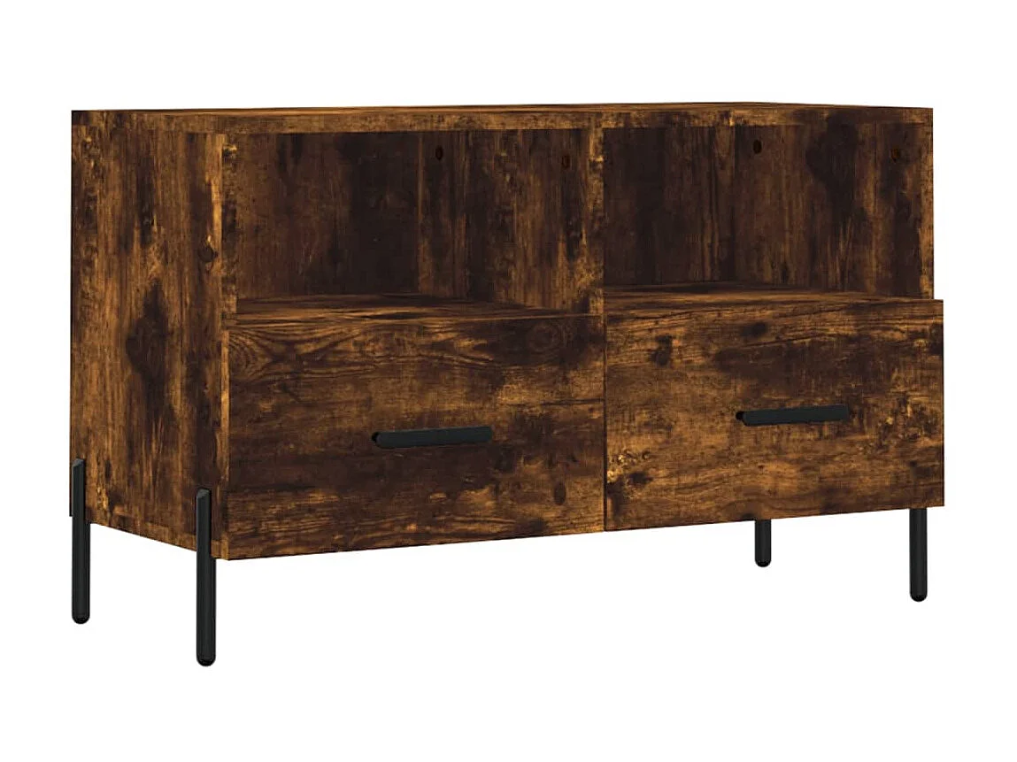 Meuble TV Chêne fumé 80x36x50 cm Bois d'ingénierie BE63679