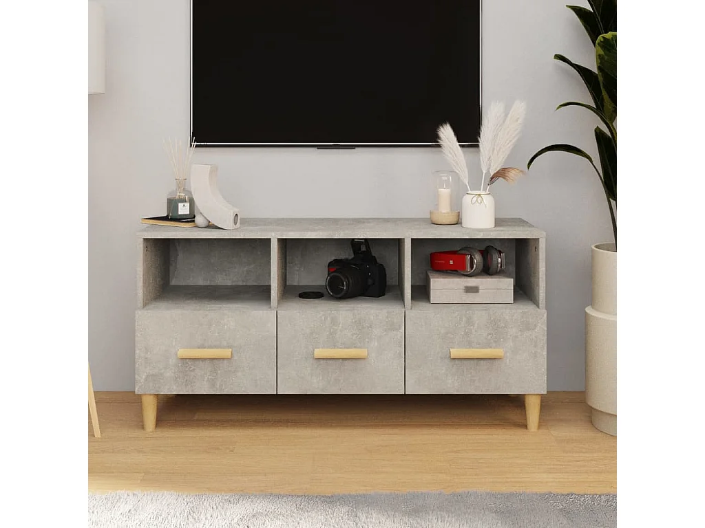 Mueble de TV madera de ingeniería gris hormigón 102x36x50 cm ES84566