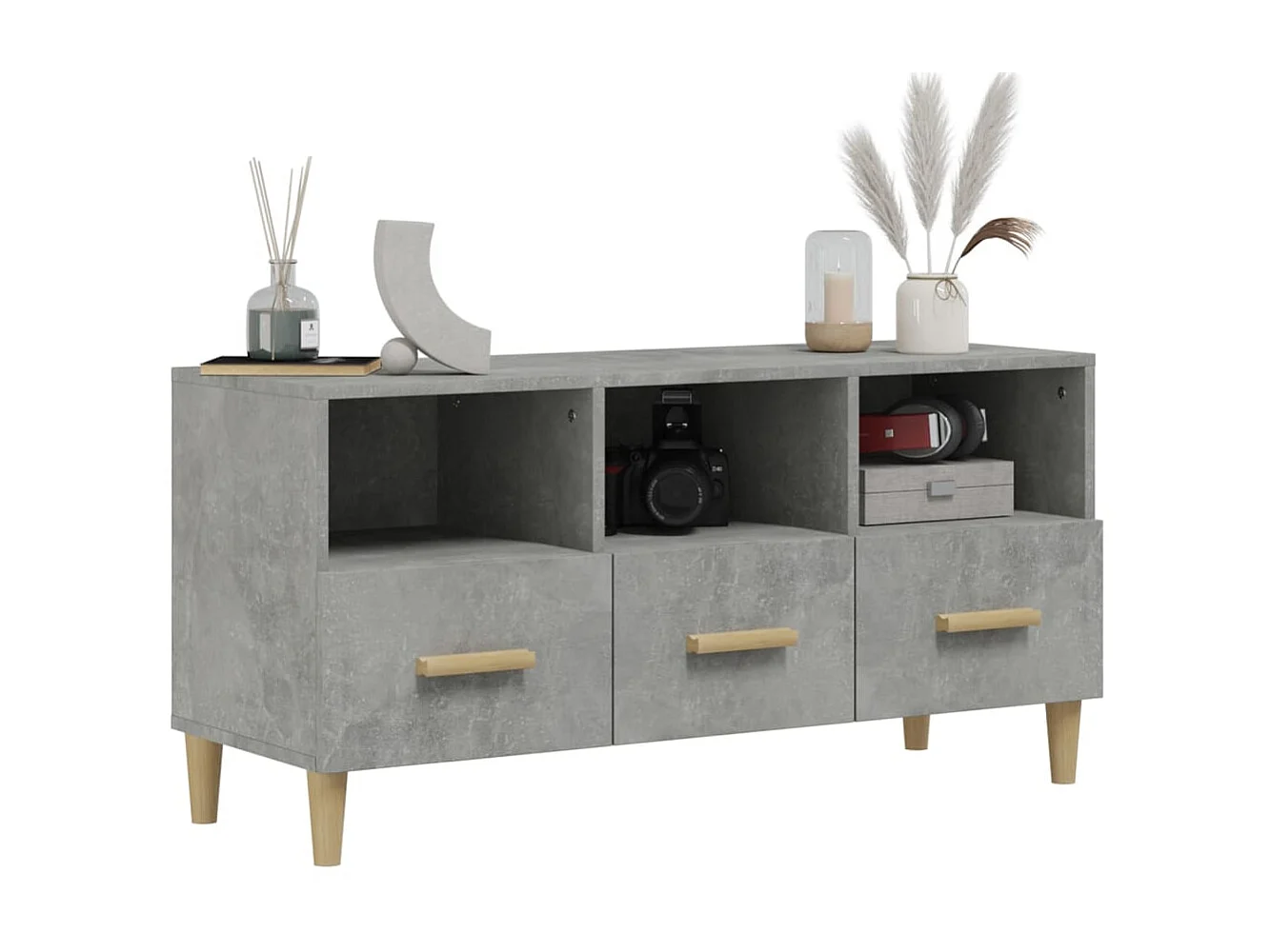 Mueble de TV madera de ingeniería gris hormigón 102x36x50 cm ES84566