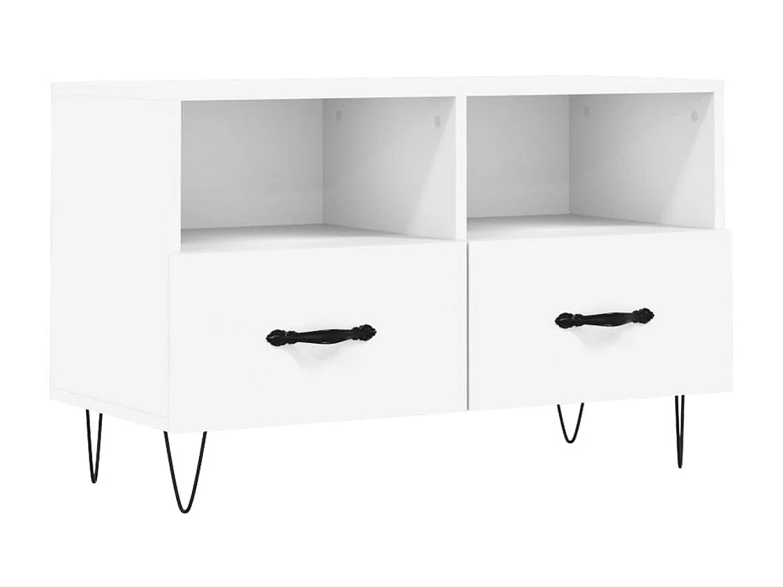 Meuble TV Blanc 80x36x50 cm Bois d'ingénierie BE11042