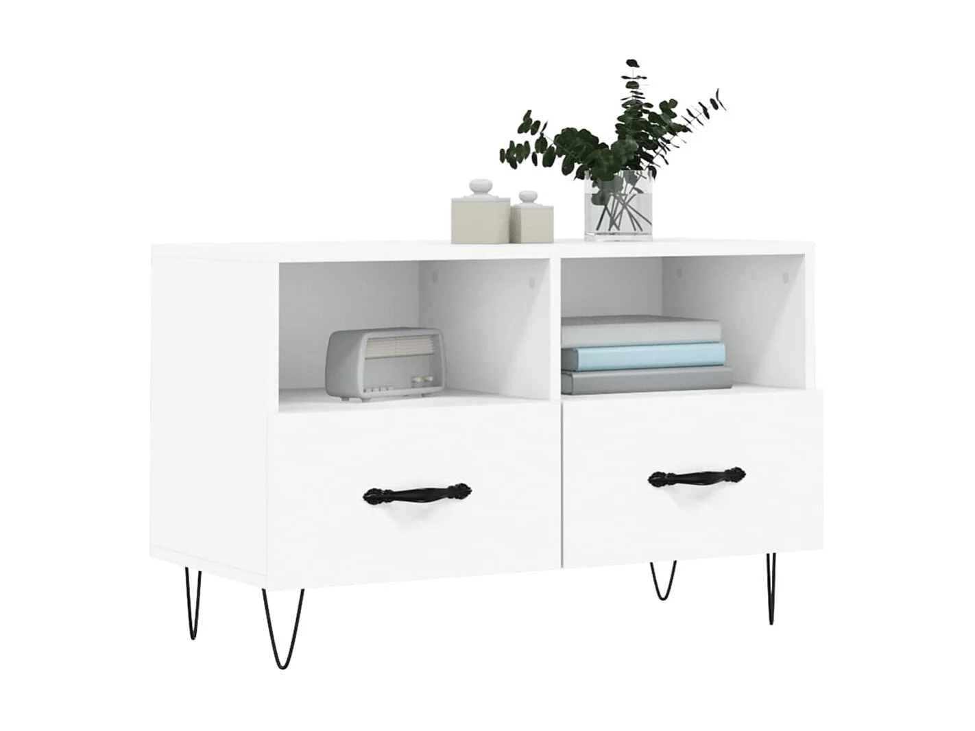 Meuble TV Blanc 80x36x50 cm Bois d'ingénierie BE11042