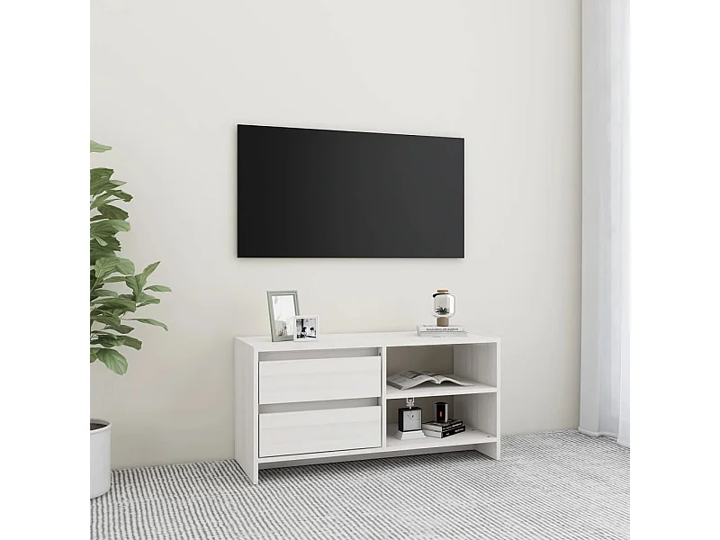 TV-Schrank,TV-Möbel Weiß 80x31x39 cm Massivholz Kiefer -gkd316827
