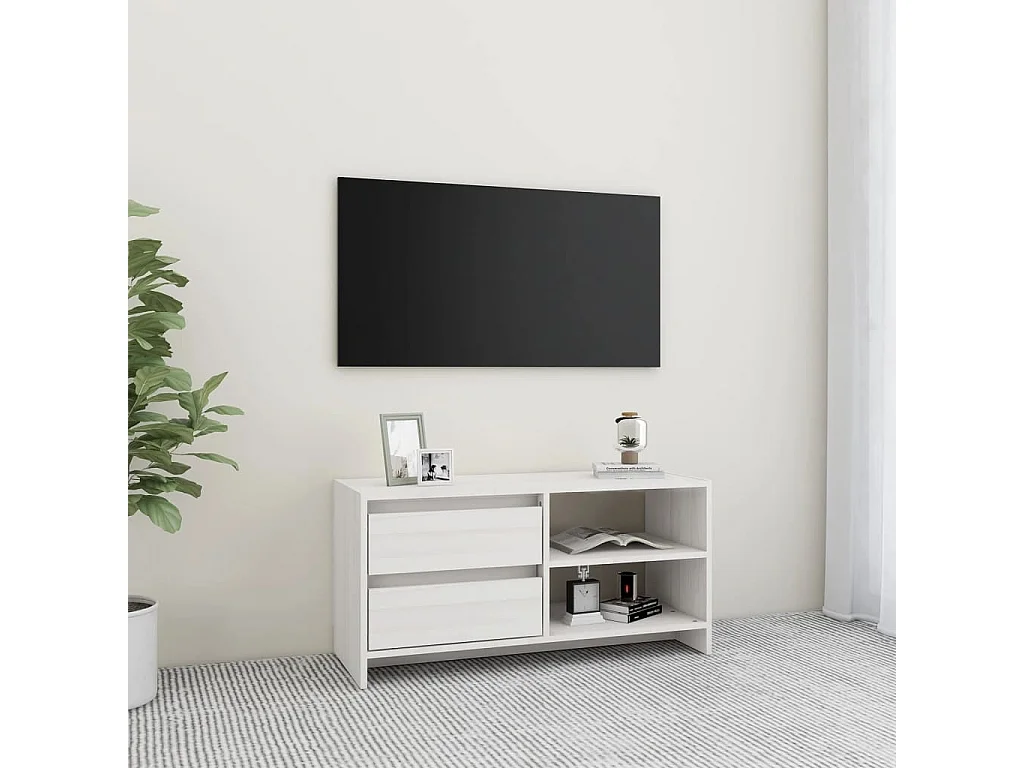 TV-Schrank,TV-Möbel Weiß 80x31x39 cm Massivholz Kiefer -gkd316827