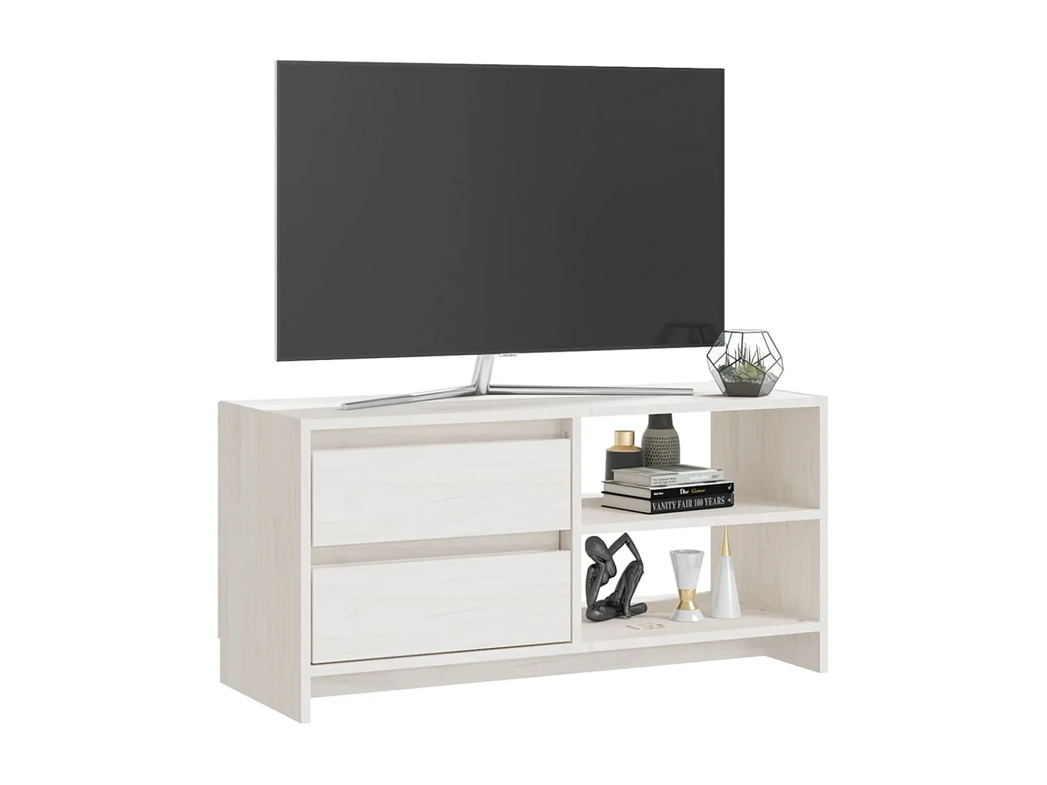 TV-Schrank,TV-Möbel Weiß 80x31x39 cm Massivholz Kiefer -gkd316827