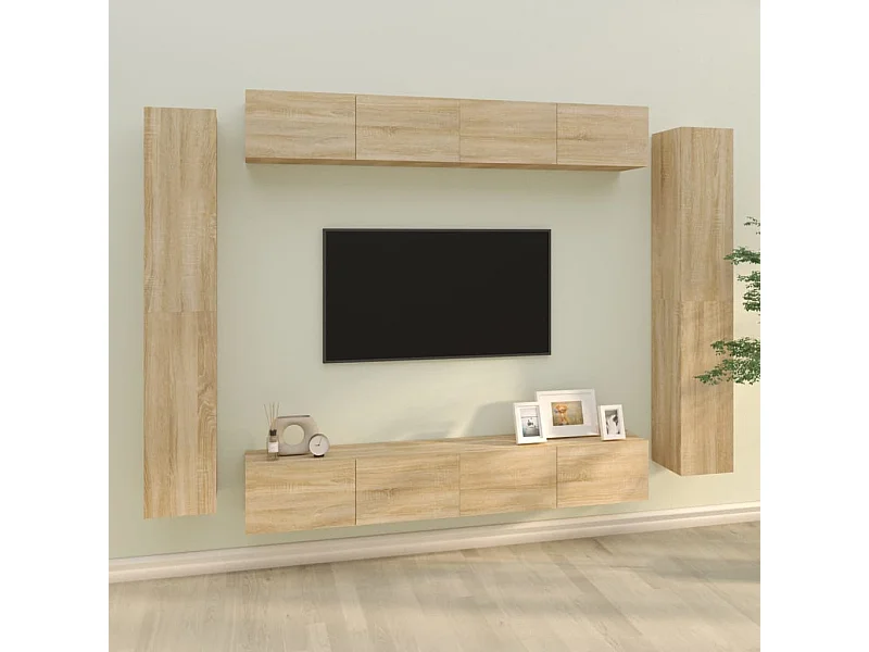 8-tlg. TV-Schrank-Set,TV-Möbel Sonoma-Eiche Holzwerkstoff -gkd191088