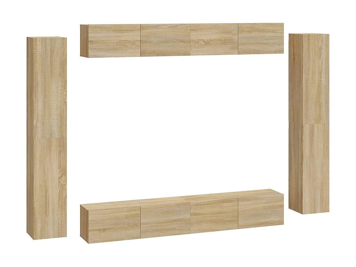 8-tlg. TV-Schrank-Set,TV-Möbel Sonoma-Eiche Holzwerkstoff -gkd191088