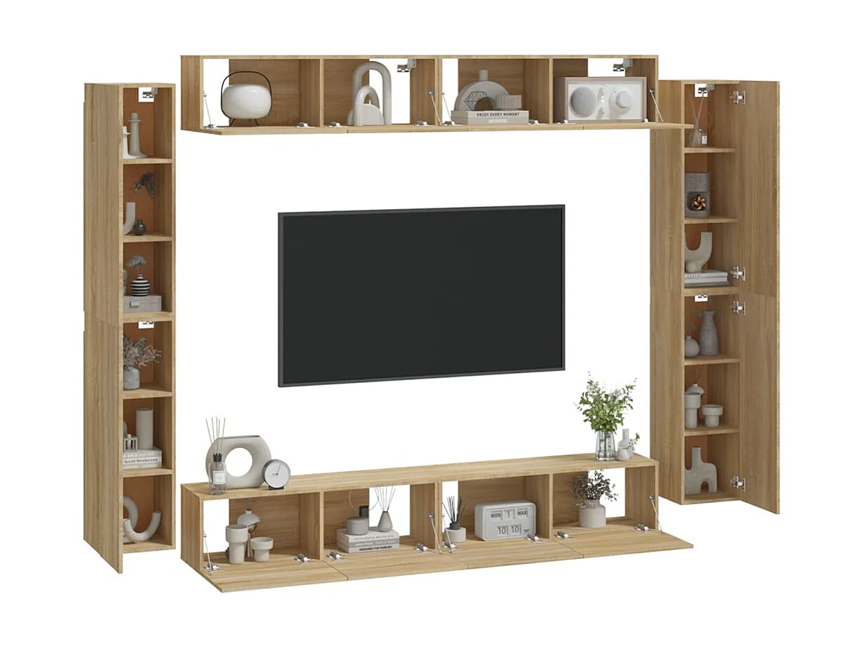8-tlg. TV-Schrank-Set,TV-Möbel Sonoma-Eiche Holzwerkstoff -gkd191088