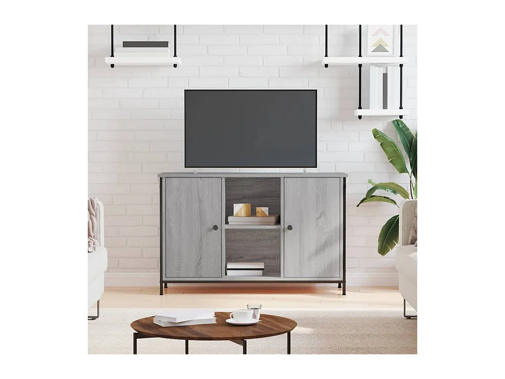 Meuble TV sonoma gris 100x35x65 cm bois d'ingénierie GR72580