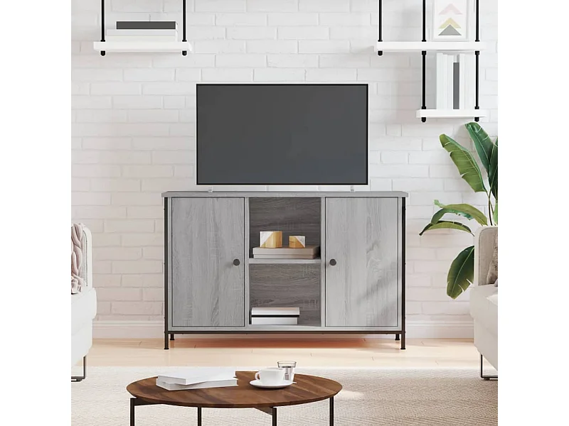 Tv-meubel | Tv-Bank | TV-kast100x35x65 cm bewerkt hout grijs sonoma eikenkleurig