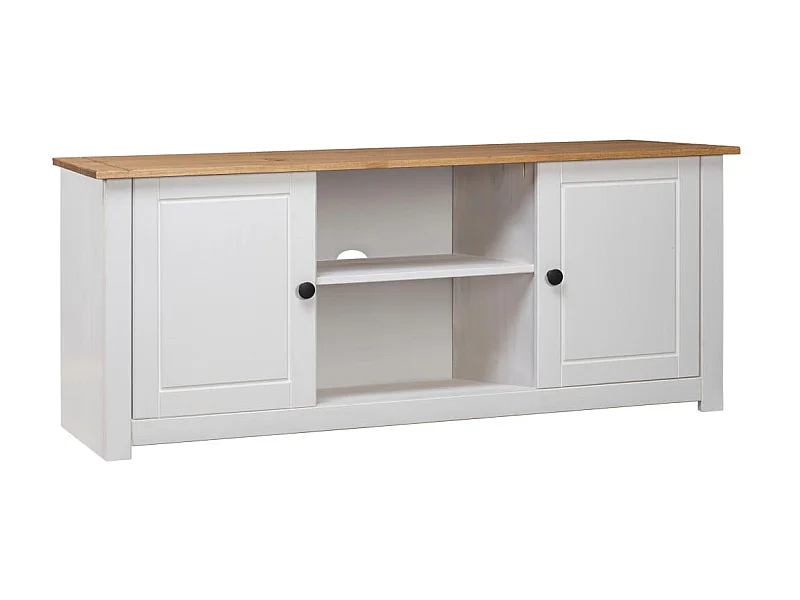 TV-Schrank,TV-Möbel Weiß 120x40x50 cm Massivholz Panama-Kiefer -gkd317269