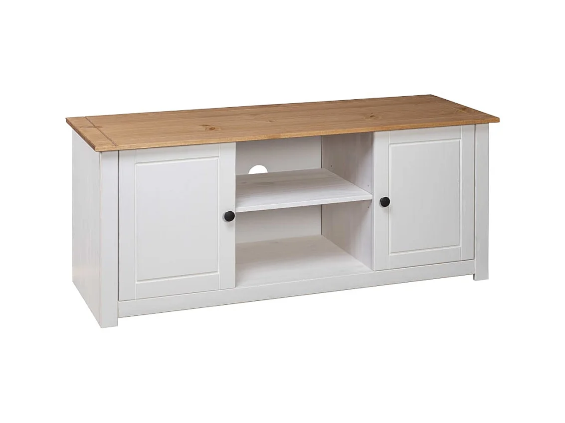 Móvel de TV 120x40x50 cm madeira de pinho maciça Panama branco PT141991