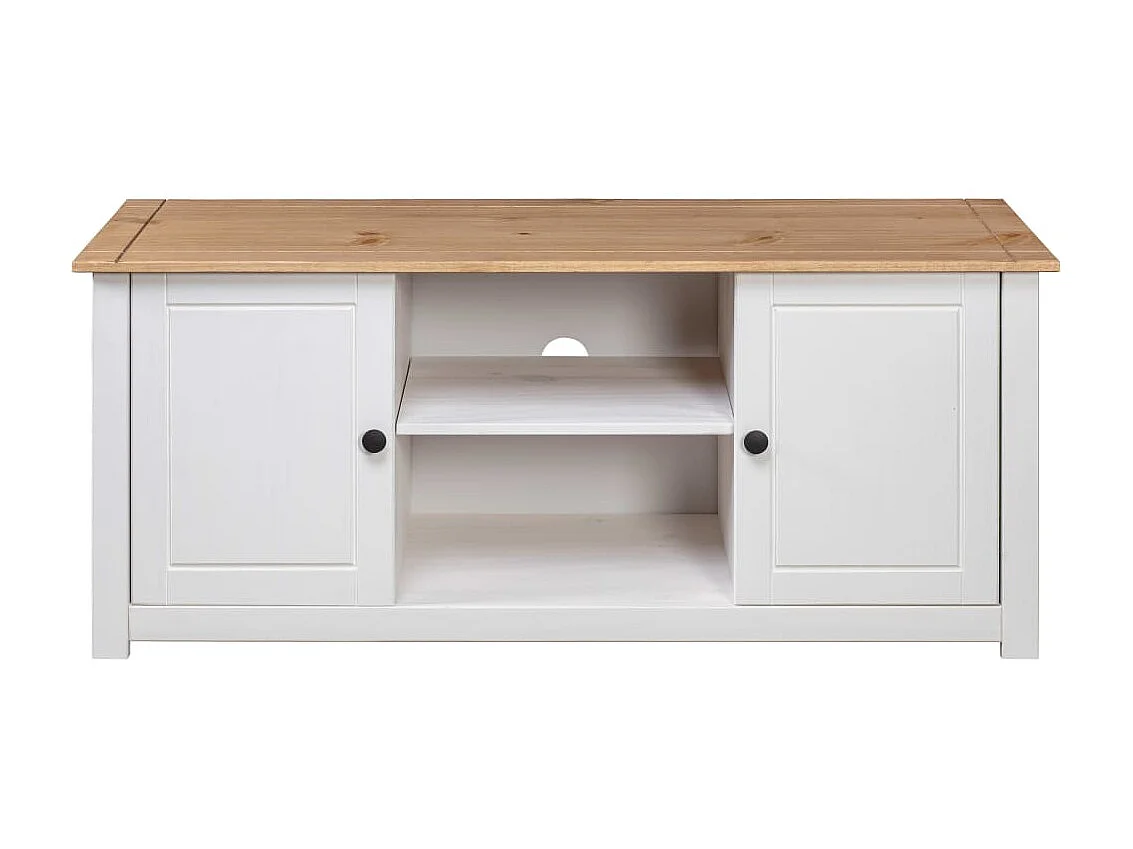 Mueble para TV madera de pino estilo Panamá blanco 120x40x50 cm ES97247