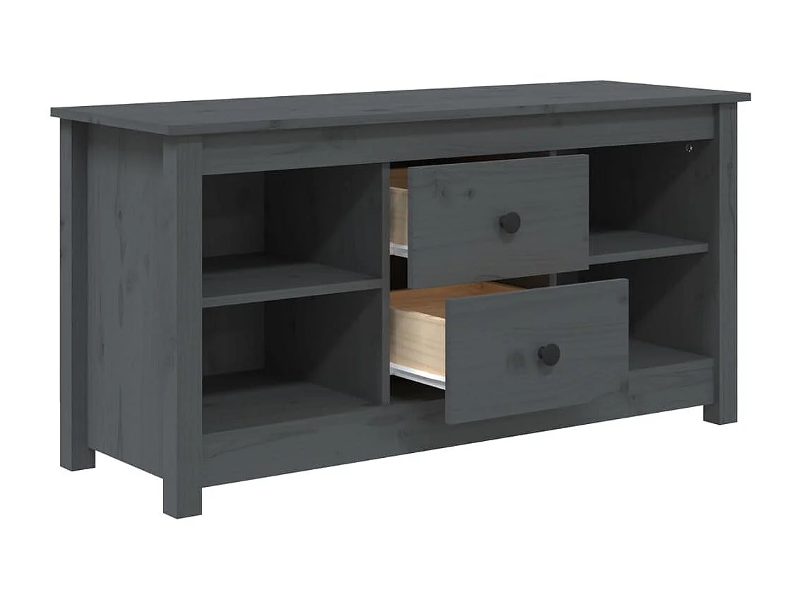 Meuble TV Gris 103x36,5x52 cm Bois de pin massif BE11770
