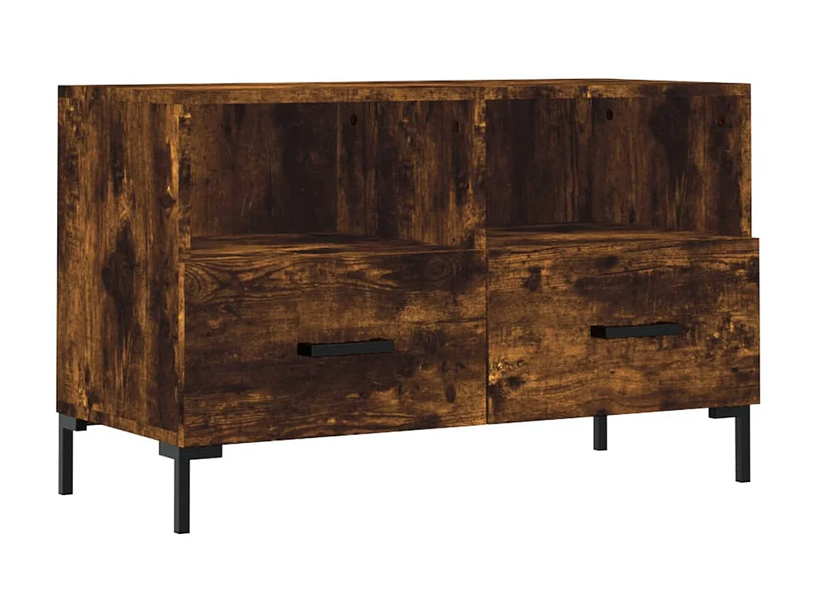Meuble TV Chêne fumé 80x36x50 cm Bois d'ingénierie BE13645