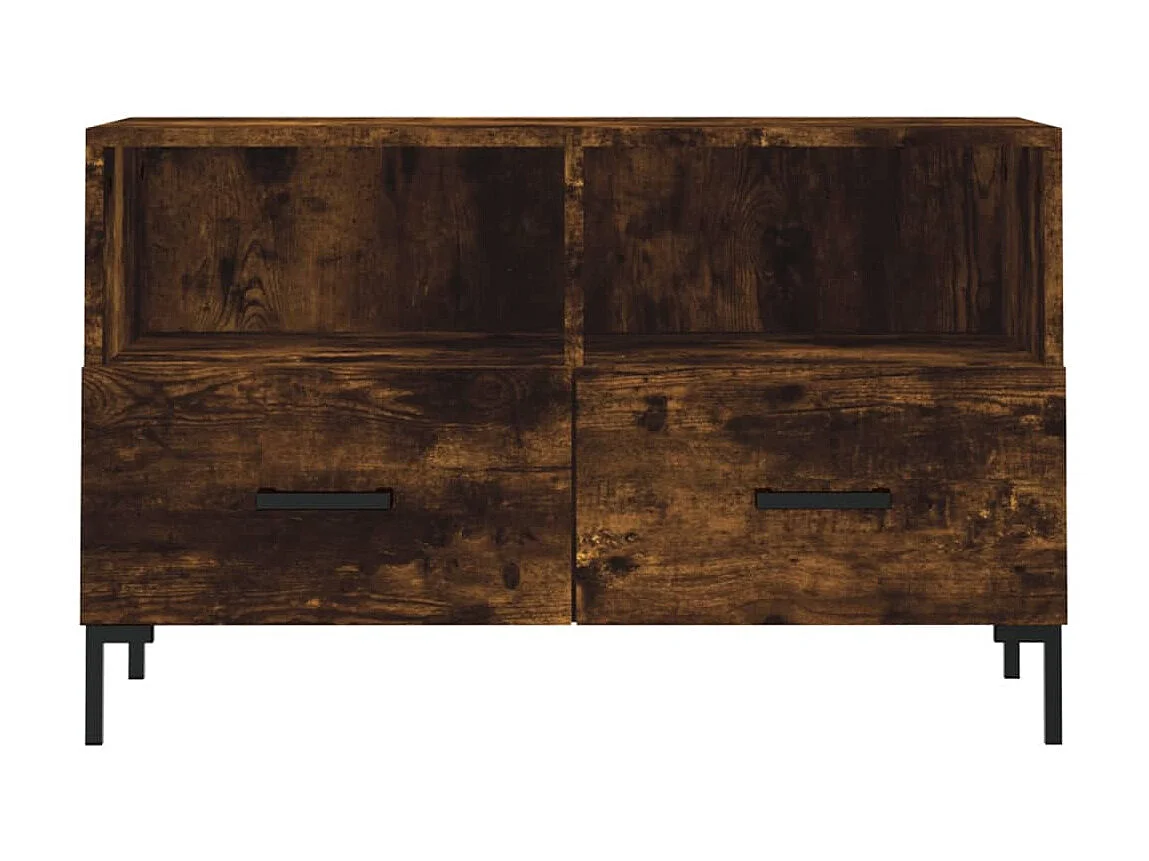 Meuble TV Chêne fumé 80x36x50 cm Bois d'ingénierie BE13645