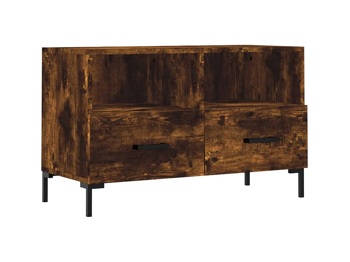 Meuble TV Chêne fumé 80x36x50 cm Bois d'ingénierie BE13645