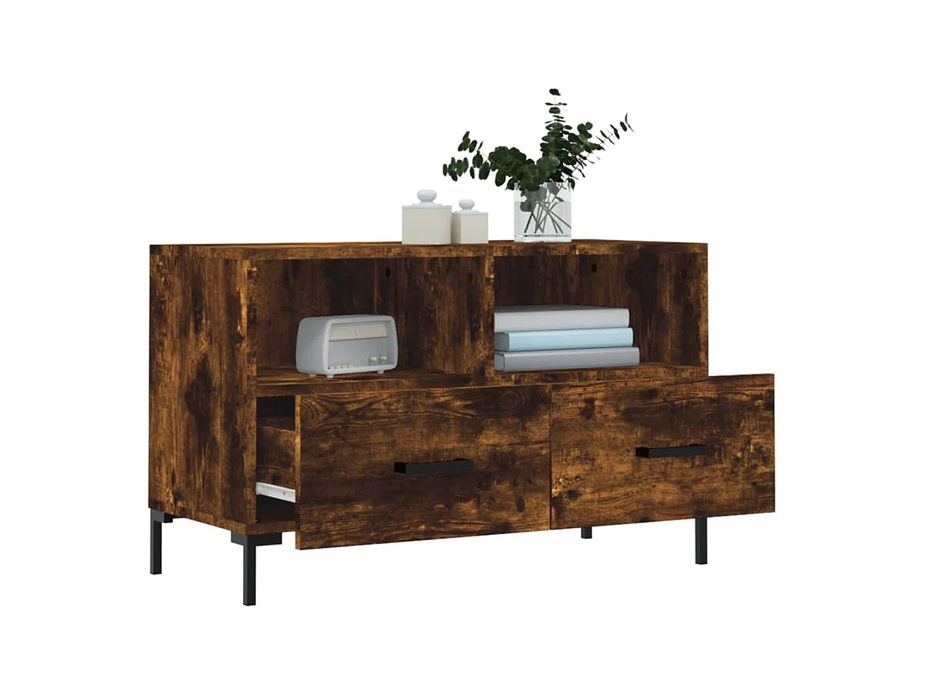 Meuble TV Chêne fumé 80x36x50 cm Bois d'ingénierie BE13645