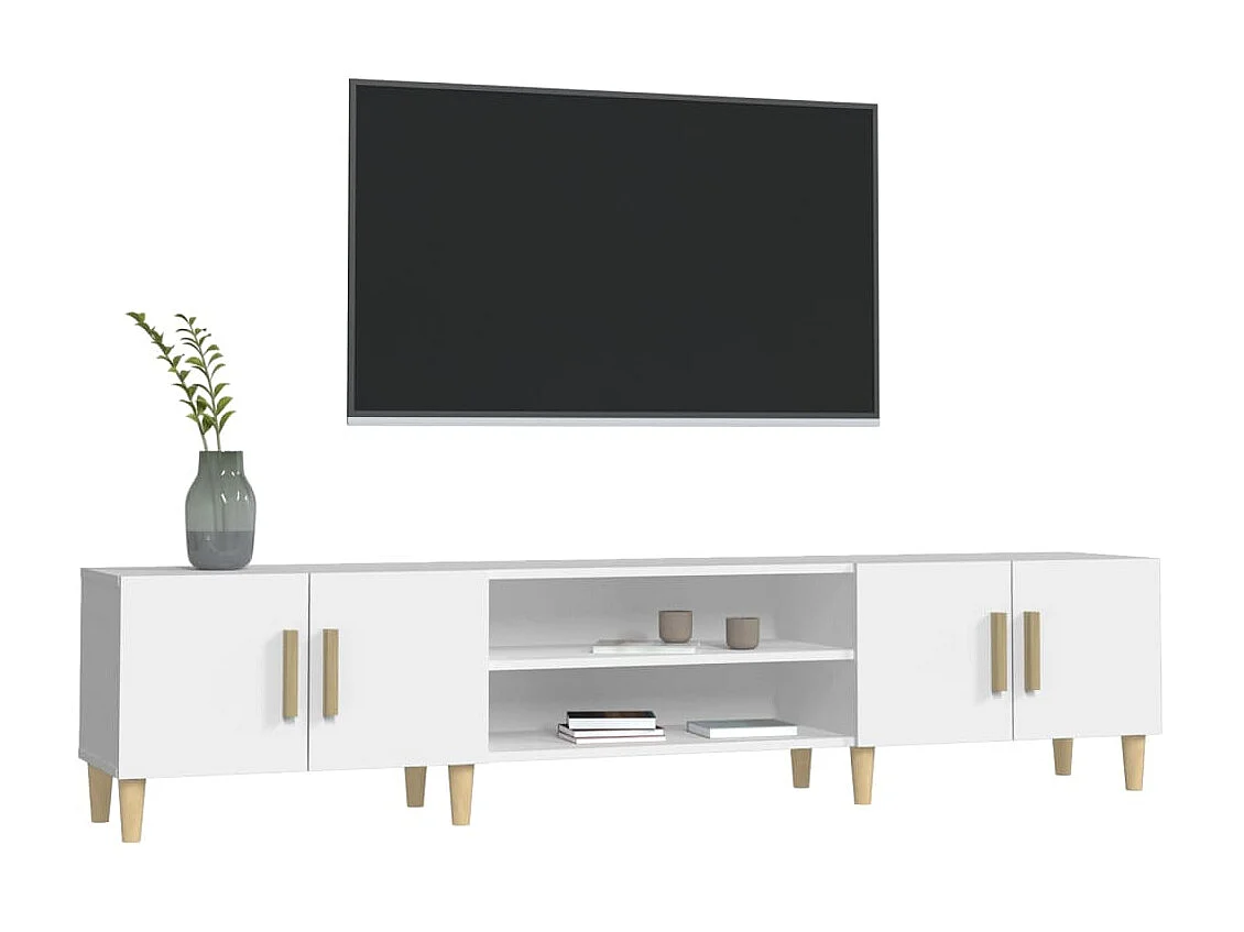 Meuble TV blanc 180x31,5x40 cm bois d'ingénierie BE97484