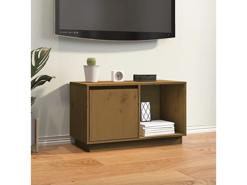 Meuble TV Marron miel 74x35x44 cm Bois de pin massif BE49217