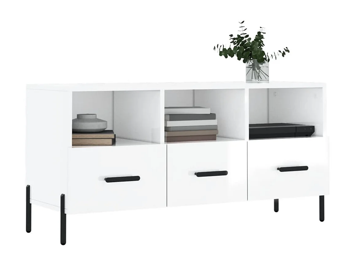 TV-Schrank,TV-Möbel Hochglanz-Weiß 102x36x50 cm Holzwerkstoff -gkd679773
