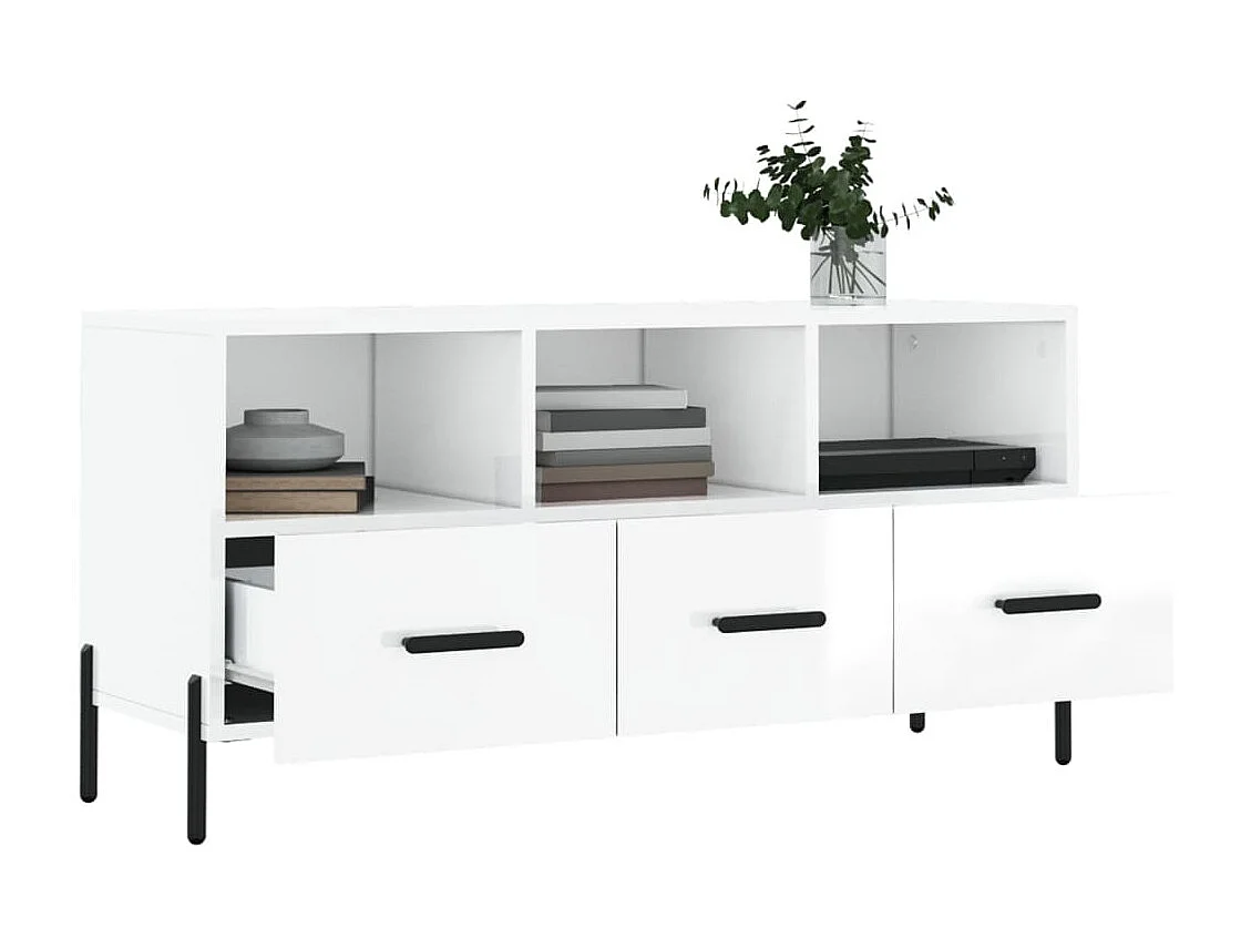 TV-Schrank,TV-Möbel Hochglanz-Weiß 102x36x50 cm Holzwerkstoff -gkd679773